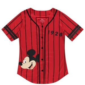 Women’s Disney Mickey Mouse Button-Down Baseball Jersey Large